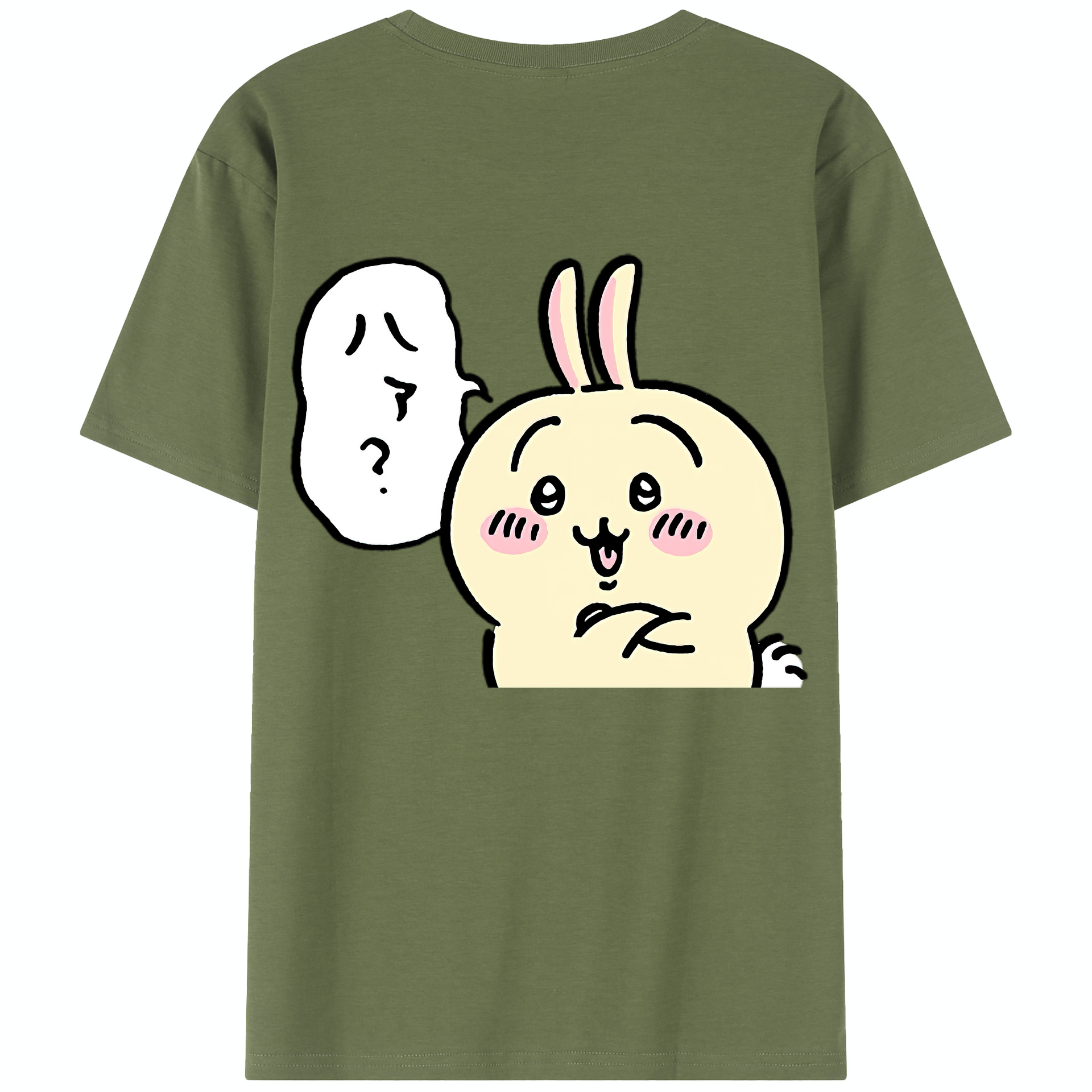 （画像用） ちいかわ うさぎ Chii-kawa usagi 綿100％半袖Tシャツ（背面プリント）